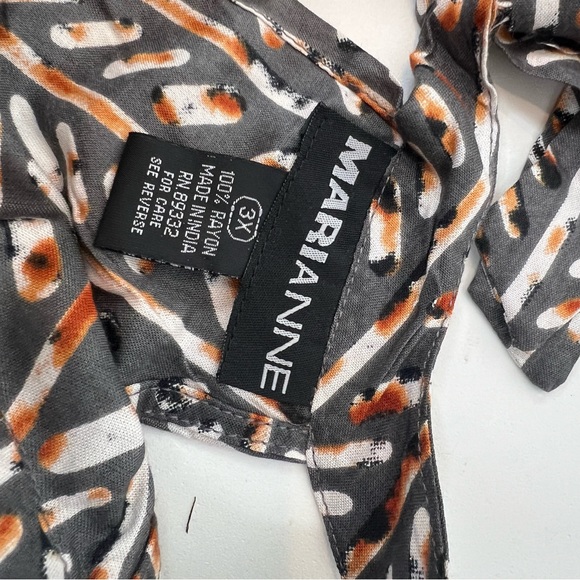 Marianne 100% Rayon Midi Dress Sleeveless Relaxed Fit Aztec Geometric Black 3X - Picture 8 of 10